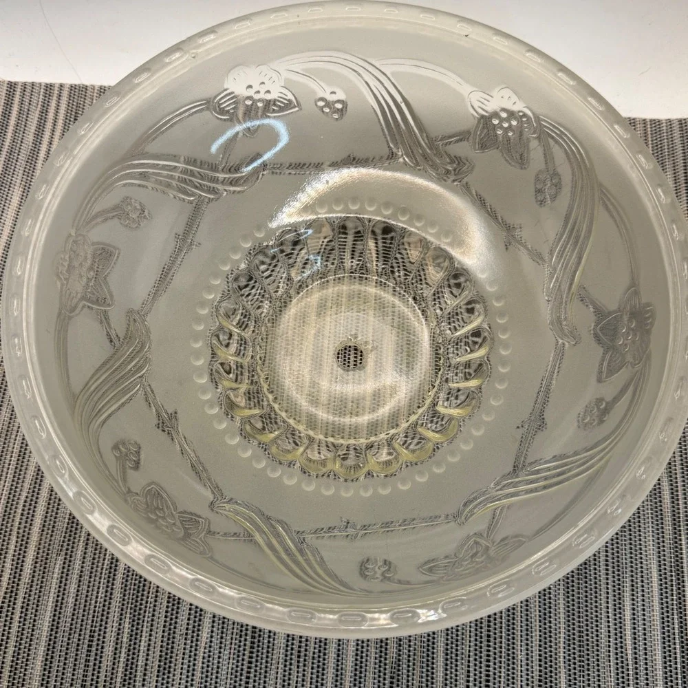 Vintage Frosted Glass Ceiling Light Shade Floral Embossed Art Deco Replacement